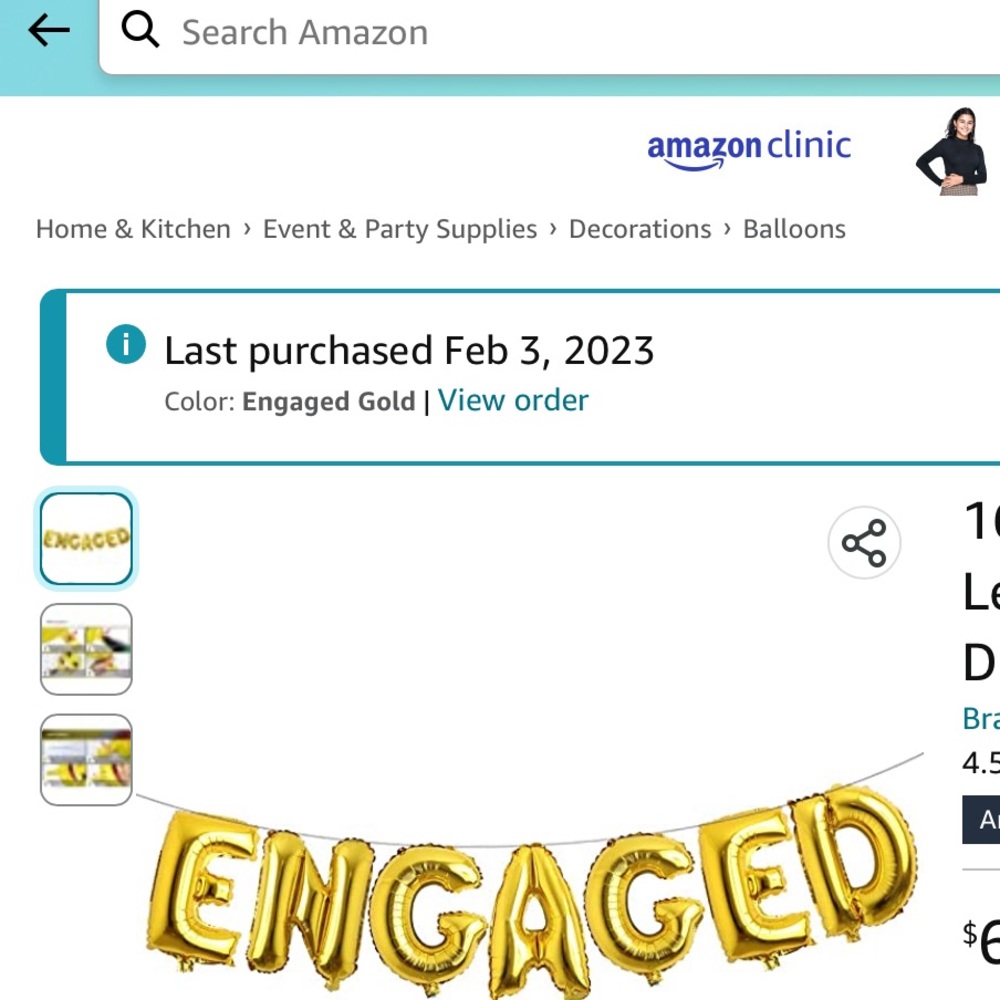 16” Gold Engaged Balloon Letters Banner